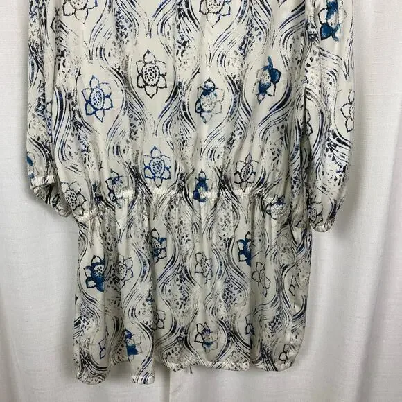 Melissa McCarthy Seven7 White&Blue Floral Tunic Blouse Sz.2X - Picture 12 of 14